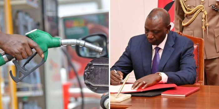 photo collage of fuel pump and ruto