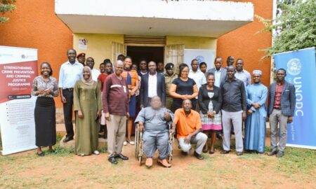 A group photo of stakeholders and the team of LASPNET at the district headquarters 1000x590