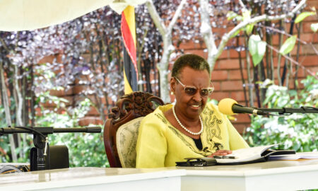 President Museveni and First Lady Janet addressing the meeting on sports infrastructure development