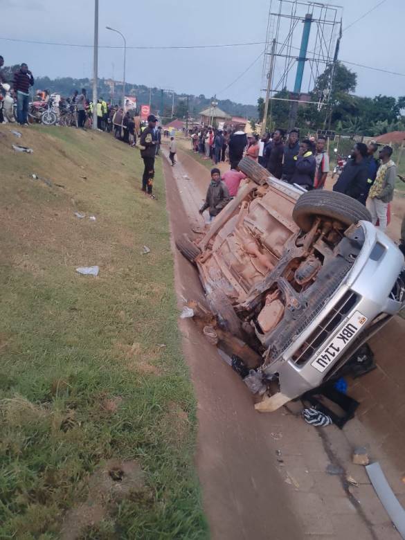 Toyota wish car after overturning at the scene of accident