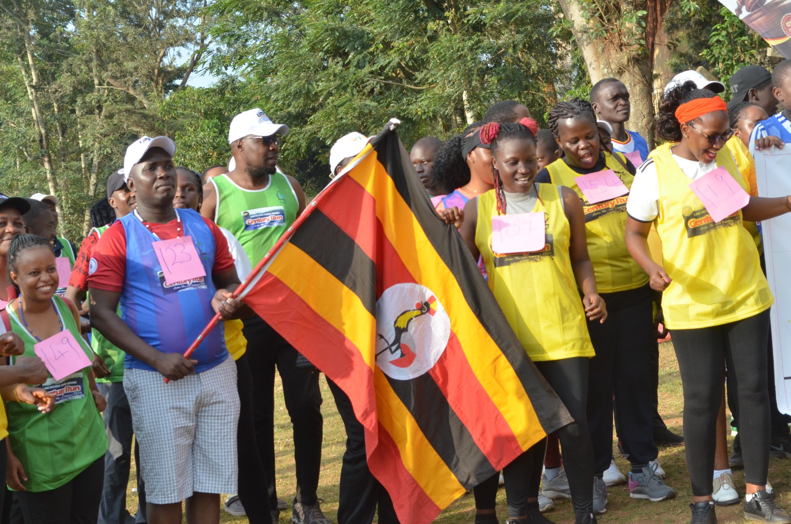 UPPC boss Joseph Opio Okurut flagging off marathoners